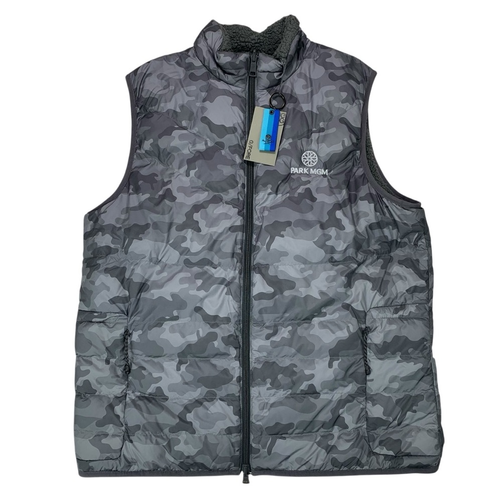 G FORE Men’s‎ Camouflage Puffer Vest Park MGM Logo Size M Gray
